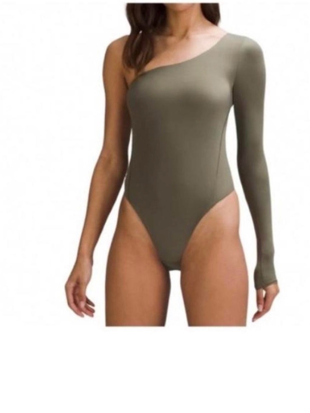 Lululemon Wundermost One shoulder Body suit Olive Green